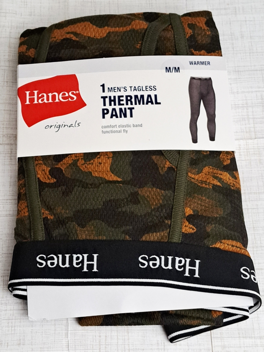 Hanes Men's Camouflage Thermal Pant - Olive/Orange